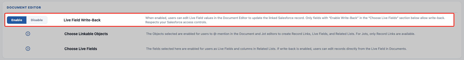 Live Field Write-Back