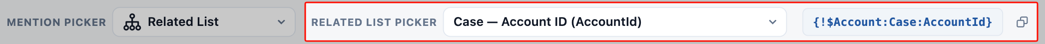 Mention Picker — Related List Picker dropdown